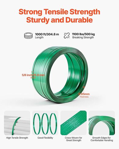 مجموعة ربط الربط من VEVOR، أداة إغلاق ربط شديدة التحمل مع شريط PET بطول 1000 قدم، 300 سدادة معدنية، مجموعة أدوات تغليف يدوية من البلاستيك للمستودع/الشحن/النقل/المنزل، برتقالي in Kuwait