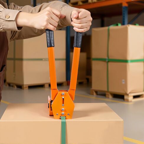 مجموعة ربط الربط من VEVOR، أداة إغلاق ربط شديدة التحمل مع شريط PET بطول 1000 قدم، 300 سدادة معدنية، مجموعة أدوات تغليف يدوية من البلاستيك للمستودع/الشحن/النقل/المنزل، برتقالي in Kuwait