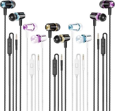 Rayleigh in Ear Wired Headphones, 5 Pack Wired Earbuds with Microphone, High Definition Noise Islating Earphones Compatible with Android, Phone, Laptops, and Most 3.5mm Interface, White in Saudi Arabia