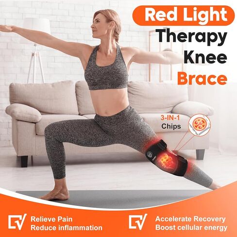 Red-Light-Therapy, Infrared Light Knee Brace Wireless Rechargeable for Knee Shoulder Pain Relief, 660nm & 850nm Infrared Therapy Heated Device for Knee/Shoulder/Joint/Elbow, Gifts for Women Men in Kuwait