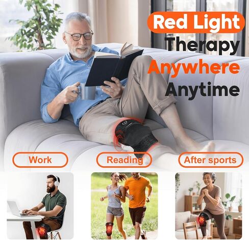 Red-Light-Therapy, Infrared Light Knee Brace Wireless Rechargeable for Knee Shoulder Pain Relief, 660nm & 850nm Infrared Therapy Heated Device for Knee/Shoulder/Joint/Elbow, Gifts for Women Men in Kuwait