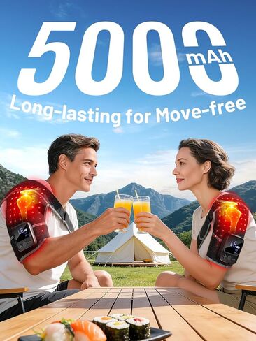 علاج بالضوء الأحمر اللاسلكي المطوَّر للكتف مع التدليك - دعامة كتف قابلة لإعادة الشحن بقوة 5000 مللي أمبير في الساعة قريبة من الأشعة تحت الحمراء مع مدلك بالحرارة والاهتزاز للأكتاف اليسرى واليمنى in Kuwait