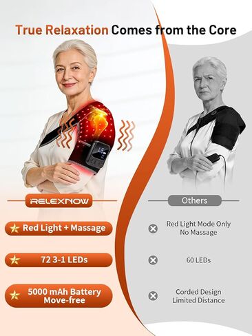 علاج بالضوء الأحمر اللاسلكي المطوَّر للكتف مع التدليك - دعامة كتف قابلة لإعادة الشحن بقوة 5000 مللي أمبير في الساعة قريبة من الأشعة تحت الحمراء مع مدلك بالحرارة والاهتزاز للأكتاف اليسرى واليمنى in Kuwait