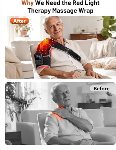 علاج بالضوء الأحمر اللاسلكي المطوَّر للكتف مع التدليك - دعامة كتف قابلة لإعادة الشحن بقوة 5000 مللي أمبير في الساعة قريبة من الأشعة تحت الحمراء مع مدلك بالحرارة والاهتزاز للأكتاف اليسرى واليمنى in Kuwait