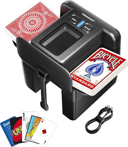 Automatic Card Shuffler - 4-6 Deck USB-C Rechargeable Electric Shuffling Machine with Dual Auto & Manual Modes, Ultra-Quiet & Fast Shuffle for UNO, Poker, Phase 10 & Multi-Size Cards in Saudi Arabia