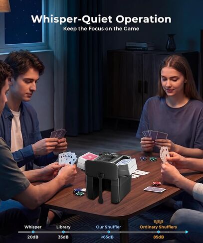 Automatic Card Shuffler - 4-6 Deck USB-C Rechargeable Electric Shuffling Machine with Dual Auto & Manual Modes, Ultra-Quiet & Fast Shuffle for UNO, Poker, Phase 10 & Multi-Size Cards in Saudi Arabia