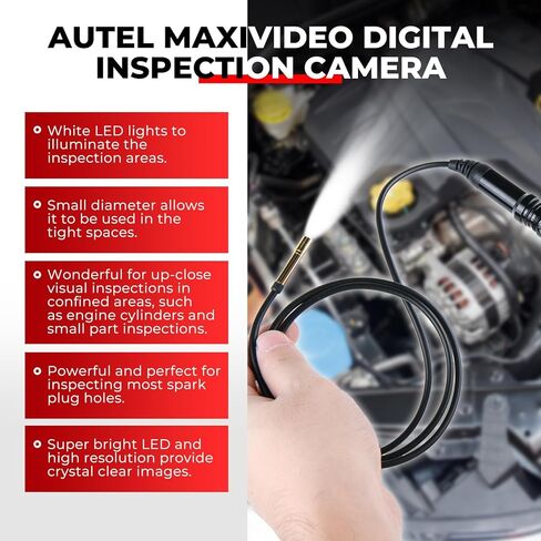 Autel MaxiVideo MV105S Automotive Borescope, 5.5mm Ultra-Thin Probe HD Inspection Camera, 90° View USB Endoscope Snake Camera w/LED Light & 3.3ft Semi-Rigid Cable, Compatible with Autel Scanners & PC in Saudi Arabia