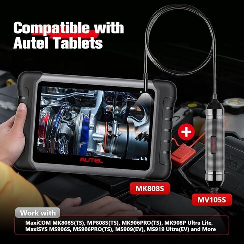 Autel MaxiVideo MV105S Automotive Borescope, 5.5mm Ultra-Thin Probe HD Inspection Camera, 90° View USB Endoscope Snake Camera w/LED Light & 3.3ft Semi-Rigid Cable, Compatible with Autel Scanners & PC in Saudi Arabia