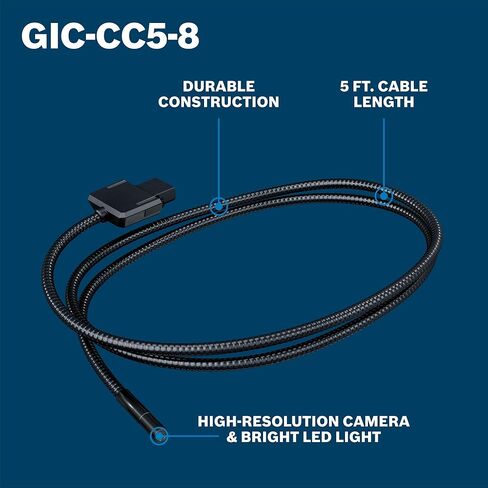 كابل كاميرا الفحص BOSCH GIC-CC5-8 - 5 أقدام عالي الدقة، متين، مصنف IP67 لفحص التدفئة والتهوية وتكييف الهواء والمنزل in Saudi Arabia