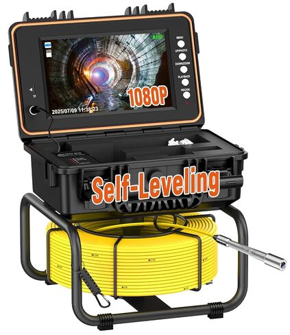 Sewer Camera Self Leveling, Drain Camera 100 ft with Meter Counter, 9" HD 1080p Plumbing Cameras with 12 LED Lights, IP68 & 32GB DVR, Industrial Endoscope for Duct Sewer Line Pipe Inspection in Saudi Arabia