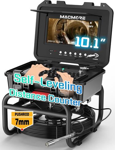 Sewer Camera Self Leveling, 7MM Thicker Pushrod, Keyboard, Distance Counter, 10.1'' Large HD Monitor, Sewer Inspection Camera IP68 with DVR & SD Card Industrial Borescope Snake (165Ft, Without 512Hz) in Saudi Arabia