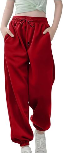 Baggy Sweatpants for Teen Girls Elastic Waist Fleece Lined Loose Athletic Active Joggers Kids Girl Sweat Pants in Kuwait
