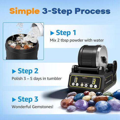 تلميع بهلوان الصخور 12000 - المرحلة النهائية من أكسيد الألومنيوم (الخطوة 5)، مسحوق تلميع فائق النعومة لللمسة النهائية المرآة واللمعان العالي، للصخور والأحجار الكريمة والزجاج، متوافق مع جميع أكواب الصخور، 1 رطل in Kuwait