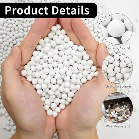 8 Pounds Rock 8mm Tumbling Filler Media, Reusable Ceramic Pellets Media Small White Rock Tumbling Ball for Tumbler Grit, Stone Polisher, Protects Rocks, 3/10" in Kuwait