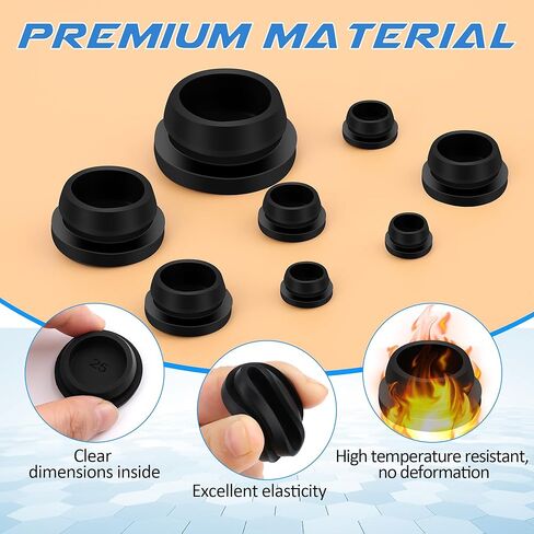 135 PCS Rubber Plugs for Round Holes, Anglecai 8 Size Silicone Rubber Hole Plugs 1" 3/4" 5/8" 1/2" 3/8" 5/16" 1/4" 1/5" T-Shaped Silicone Plugs for Round Holes in Saudi Arabia
