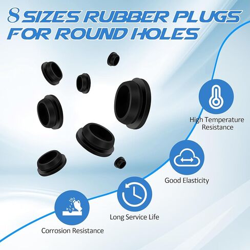 135 PCS Rubber Plugs for Round Holes, Anglecai 8 Size Silicone Rubber Hole Plugs 1" 3/4" 5/8" 1/2" 3/8" 5/16" 1/4" 1/5" T-Shaped Silicone Plugs for Round Holes in Saudi Arabia