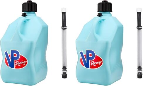 VP Racing 3632-CA, 5.5-Gallon Square Motorsport Jug Sky w/ 14" Deluxe Hose Close-Trimmed Cap and Neck for Tight Seal (2 Pack) in Saudi Arabia