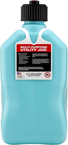 VP Racing 3632-CA, 5.5-Gallon Square Motorsport Jug Sky w/ 14" Deluxe Hose Close-Trimmed Cap and Neck for Tight Seal (2 Pack) in Saudi Arabia