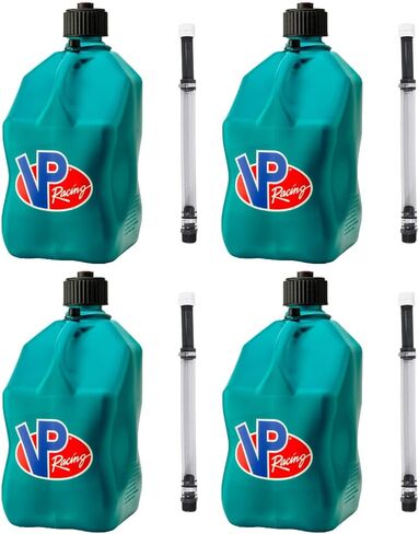 VP Racing 3622-CA, 5.5-Gallon Square Motorsport Jug Caribbean w/ 14" Deluxe Hose Close-Trimmed Cap and Neck for Tight Seal (4 Pack) in Saudi Arabia