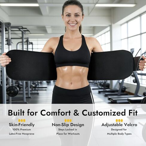 مدرب الخصر Dizokzio للنساء والرجال، حزام العرق من النيوبرين لتشذيب الخصر، لفافة المعدة قابلة للتعديل للتمرين والتدريب in Kuwait