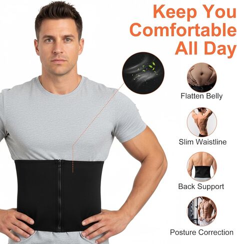 Waist Trainer for Men mens Shapewear Waist Trimmer for Men Corset Sweat Body Shaper Girdle Tummy Control Stomach Wrap in Saudi Arabia