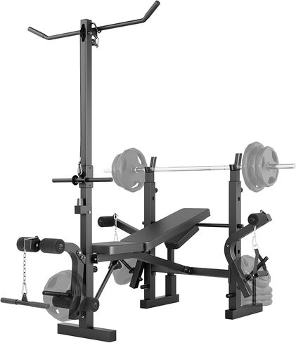 مقعد وزن 7 في 1 قابل للطي وقابل للتعديل بسعة 1000 رطل، مع رف ضغط للمقعد، وتمديد الساق وتجعيد الساق، للتمرين في صالة الألعاب الرياضية المنزلية in Kuwait