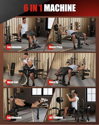 مقعد وزن 7 في 1 قابل للطي وقابل للتعديل بسعة 1000 رطل، مع رف ضغط للمقعد، وتمديد الساق وتجعيد الساق، للتمرين في صالة الألعاب الرياضية المنزلية in Kuwait