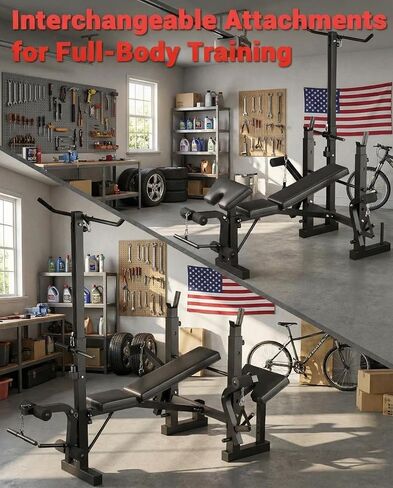 Heavy Duty 4-in-1 Adjustable Weight Bench Set for Home Gym, 900Lbs Capacity Multi-Function Workout Bench with Leg Developer & Extension, Barbell Rack, Butterfly Arms for Full Body Exercises in Kuwait