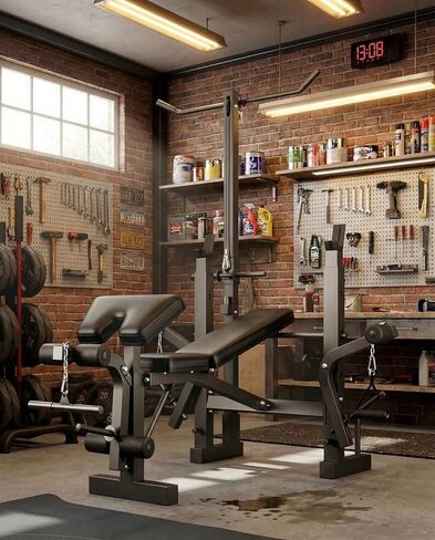 Heavy Duty 4-in-1 Adjustable Weight Bench Set for Home Gym, 900Lbs Capacity Multi-Function Workout Bench with Leg Developer & Extension, Barbell Rack, Butterfly Arms for Full Body Exercises in Kuwait