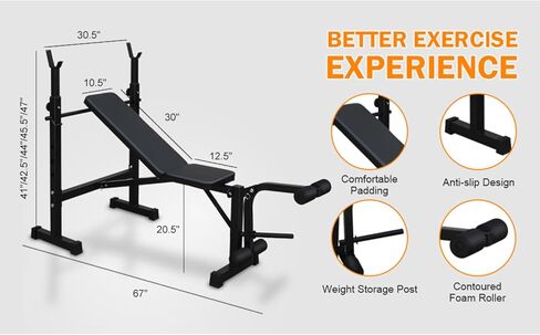 Olympic Weight Bench with Squat Rack & Bench for Home Gym Full-Body Workout - Black in Saudi Arabia