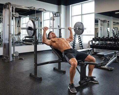 Adjustable Weight Bench Set with Squat Rack, LAT Pulldown, Leg Extension & Preacher Curl Pad - Heavy Duty Home Gym Equipment for Full Body Workout, Bench Press with Safety Bar Catches in Saudi Arabia