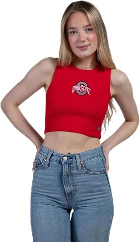 Hype & Vice Cut-Off Tank for Women (Small) - Ohio State University Top for Women, Cropped Fit Tank, College Shirts for Game Days - Red in Saudi Arabia