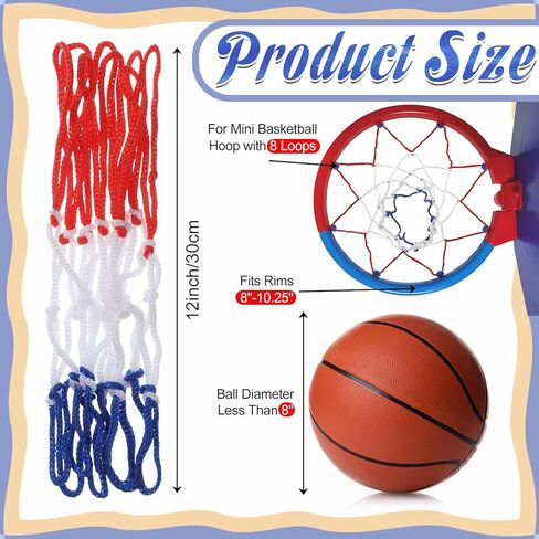 2Pcs Mini Basketball Net Replacement, 8 Loops Basketball Net Small Replacement Net for Indoor Door Room Walls, Vibrant Color in Saudi Arabia