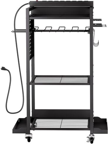 VEVOR 4-Tier Tool Organizer Cart with Charging Station, 8 AC Outlet, Floor Stand Rolling Drill Holder and Tool Battery Storage Rack on Wheels, Garage Floor Rolling Storage Cart for Workshop, Garage in Kuwait