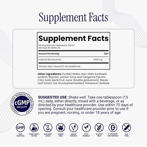 Rho Nutrition Liposomal الكرياتين مونوهيدرات - مكمل الكرياتين السائل عالي الامتصاص - يعزز كتلة العضلات الهزيلة وتعافيها، ويدعم وظيفة الدماغ ويعزز إنتاج الطاقة الخلوية in Kuwait