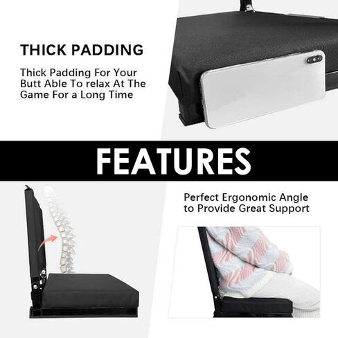 Bleacher Seat, Portable Ergonomic with Lumbar Support, Adjustable Angles, 16.93 Inch Foldable Seat for Outdoor Activities and Sporting Events in Saudi Arabia