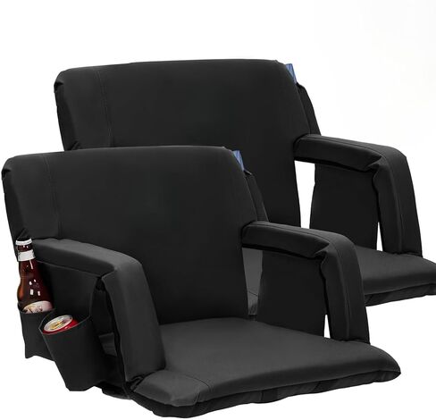 PeakPursuit Bleacher Chair with Back Support, Wide Stadium Seats 6-Position Recline, Armrests & Cup Holder for Bleachers, Sports Events & Concerts in Saudi Arabia