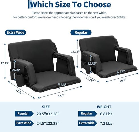 كرسي PeakPursuit Bleacher مع دعم للظهر، ومقاعد استاد واسعة بستة أوضاع للاستلقاء، ومساند للذراعين وحامل أكواب للمدرجات، والأحداث الرياضية والحفلات الموسيقية in Kuwait