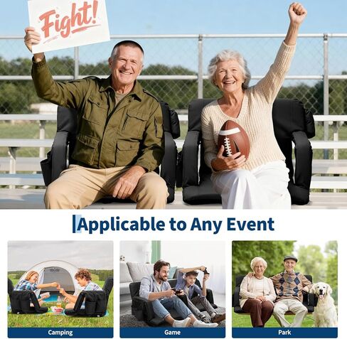 كرسي PeakPursuit Bleacher مع دعم للظهر، ومقاعد استاد واسعة بستة أوضاع للاستلقاء، ومساند للذراعين وحامل أكواب للمدرجات، والأحداث الرياضية والحفلات الموسيقية in Kuwait