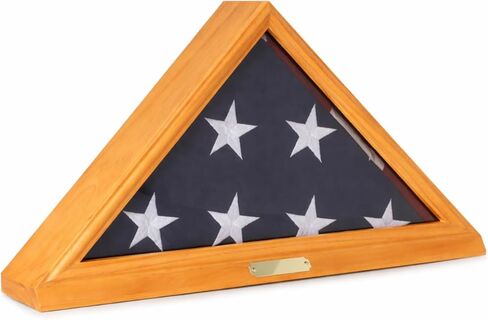 Bey-Berk Custom Personalized Solid Wood Triangle Glass Front Flag Display Case, Holds 3ft by 5ft Flag, Not Suitable for Burial or Memorial Flag (Mahogany) (Mahogany) in Saudi Arabia