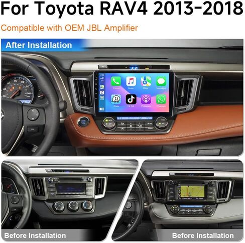 Asure Wireless Carplay Android Auto Receiver لتويوتا RAV4 XA40 2013-2018،10.1 بوصة 8GB+64GB Android Car Stereo Radio ، وحدة التنقل في GPS ، 1280 × 800 داش لمشاهدة فيديو Multimedia Multimedia in Kuwait