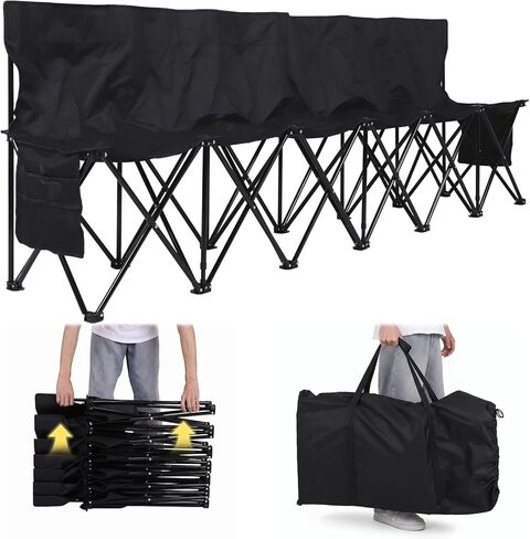 Folding Chair with Storage Bag & Backrest Portable Soccer Sideline Chairs 600D Oxford for Football Baseball Camping Outdoo in Saudi Arabia