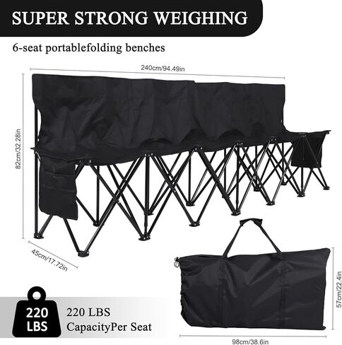 Folding Chair with Storage Bag & Backrest Portable Soccer Sideline Chairs 600D Oxford for Football Baseball Camping Outdoo in Saudi Arabia