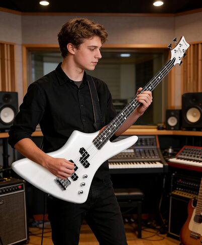 Leo Jaymz Hurricane 5-String Bass Guitar, ASH Body, Maple Neck, Laurel Fingerboard, Dual Humbuckers, 30-Inch Scale, 24 Frets (TB Red Black 5S) in Kuwait