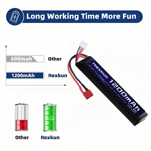 7.4V 2S 1200mAh Airsoft Battery Lipo Batteries T Plug 30C High Discharge Rate Rechargeable 2S Lipo Battery for Airsoft Model Guns with 7.4v Battery Charger in Kuwait