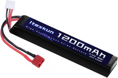 7.4V 2S 1200mAh Airsoft Battery Lipo Batteries T Plug 30C High Discharge Rate Rechargeable 2S Lipo Battery for Airsoft Model Guns with 7.4v Battery Charger in Kuwait