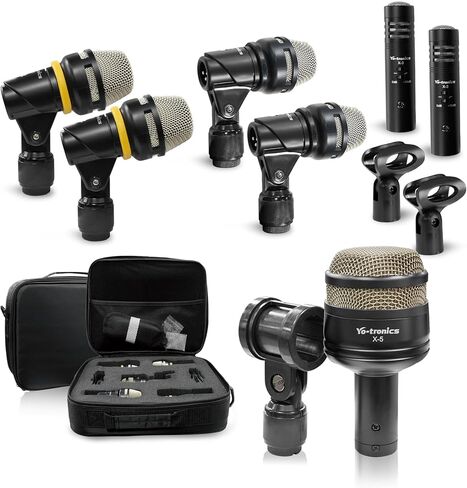 7-Piece Drum Microphone Kit, Precise Sound Includes Mics for Snare, Toms, Cymbals & Bass Drum. Perfect for Stage & Studio with Precise Sound Capture for Dynamic Live Performances and Recording in Saudi Arabia