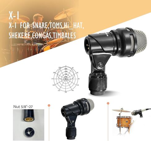 7-Piece Drum Microphone Kit, Precise Sound Includes Mics for Snare, Toms, Cymbals & Bass Drum. Perfect for Stage & Studio with Precise Sound Capture for Dynamic Live Performances and Recording in Saudi Arabia