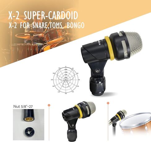 7-Piece Drum Microphone Kit, Precise Sound Includes Mics for Snare, Toms, Cymbals & Bass Drum. Perfect for Stage & Studio with Precise Sound Capture for Dynamic Live Performances and Recording in Saudi Arabia