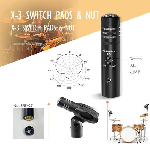 7-Piece Drum Microphone Kit, Precise Sound Includes Mics for Snare, Toms, Cymbals & Bass Drum. Perfect for Stage & Studio with Precise Sound Capture for Dynamic Live Performances and Recording in Saudi Arabia